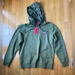 Hugo Boss Red Label Men's Green Degolf Box Logo Pullover Hoodie